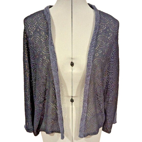 Lace Shrug Open Front Cardigan Lightweight Cover Up Black Gray - Picture 1 of 5